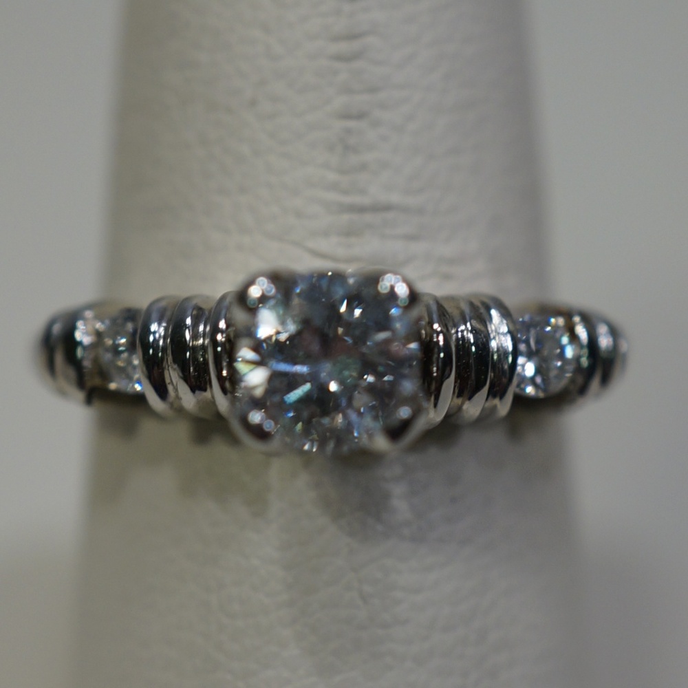 Platinum Genuine Diamond Engagement Ring - Picture 1 of 5